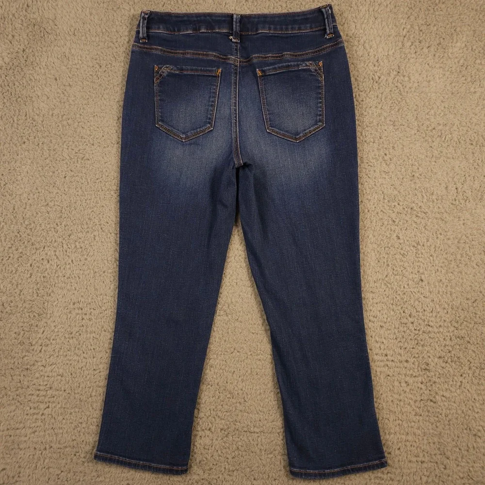 Chicos Jeans Women 00 US 2 Blue The Platinum Crop Stretch Dark Wash Denim Casual